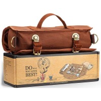 Custom Brown Canvas Professional Bar Kit Travel Making Bartender Tool Bag Shoulder Trap Rolling Tool Bag